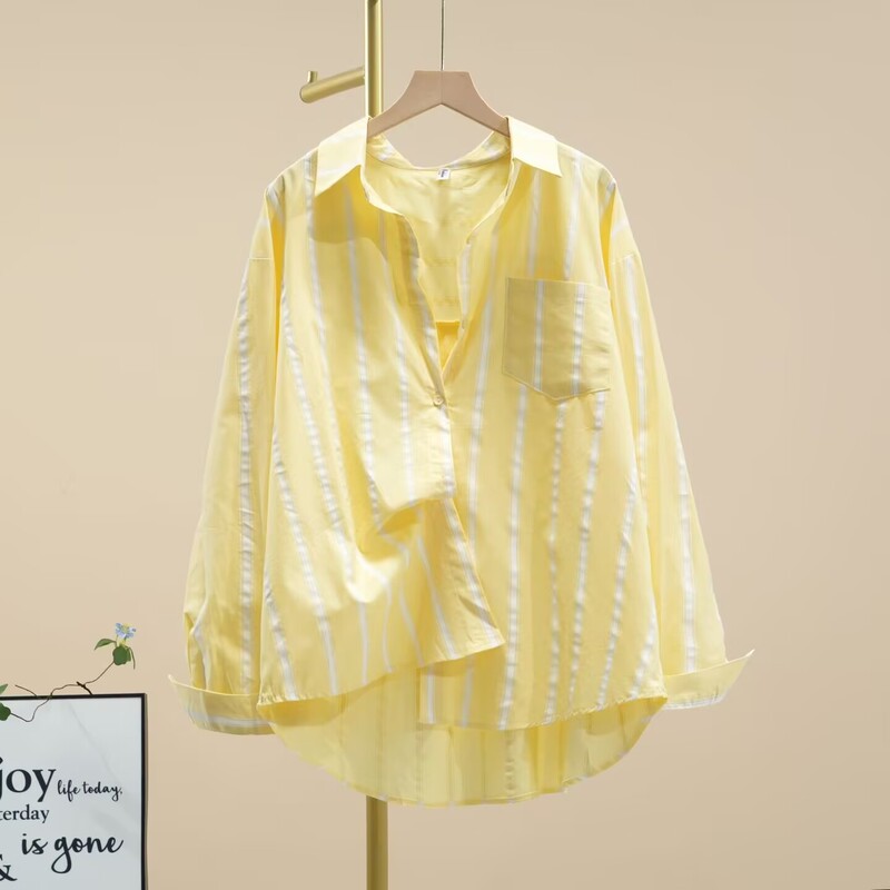 Casual striped printed cotton shirt, Korean style new versatile loose cardigan, stylish and age-reducing shirt for women Casual striped printed cotton shirt, Korean style new versatile loose cardigan, stylish and age-reducing shirt for women