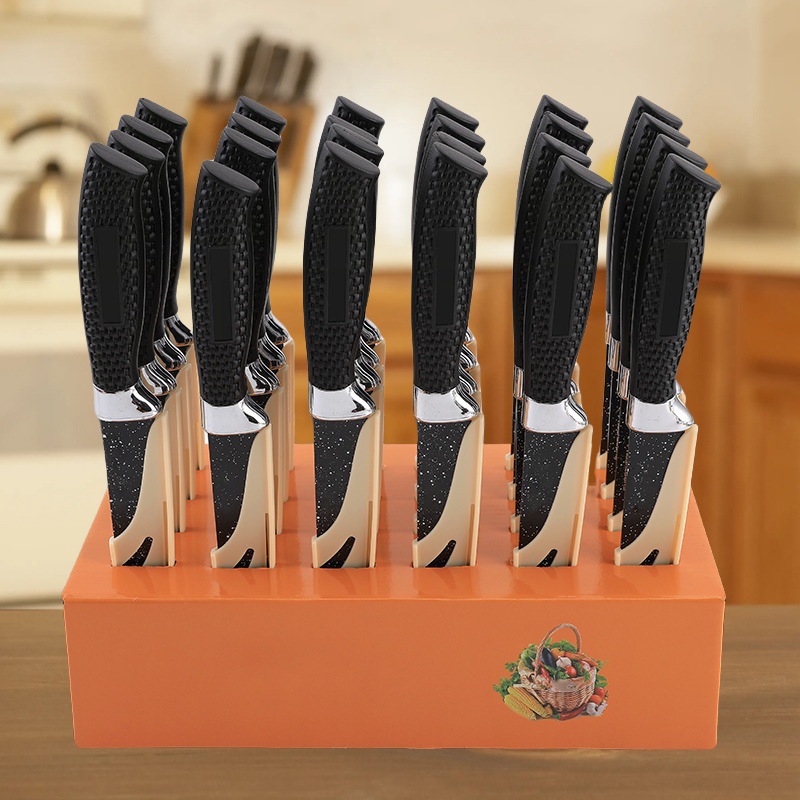 Cuchillo de cocina de acero inoxidable de venta transfronteriza con mango de malla cuchillo de cocina cuchillo de frutas cuchillo de corte conjunto de utensilios de cocina