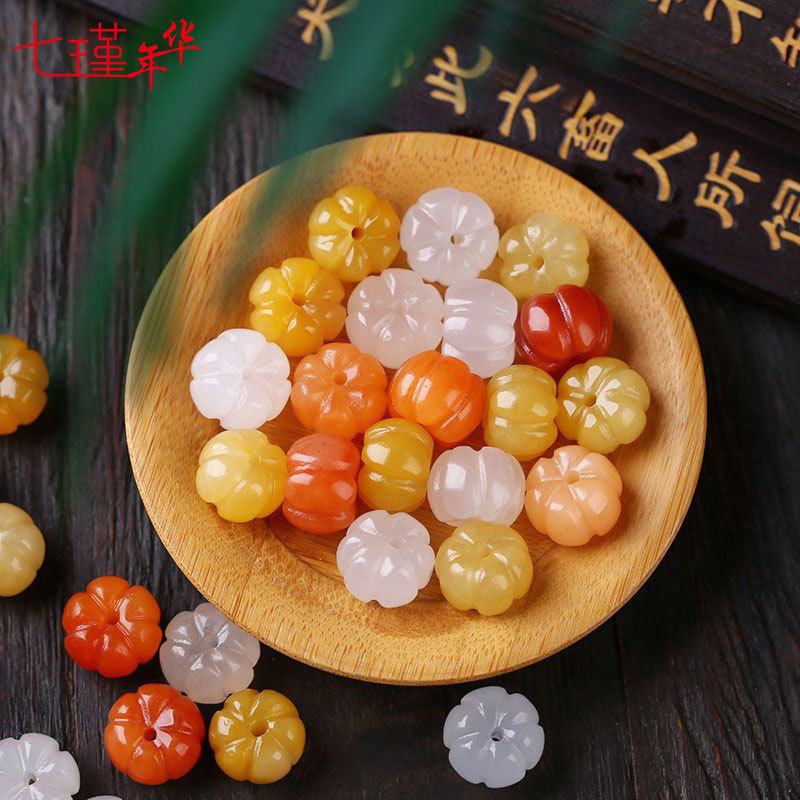 Wholesale Spindle Agate Pumpkin Bead Bracelet Necklace Pendant Necklace DIY Fashion Accessory Factory Direct Sale