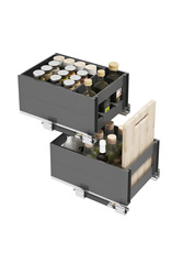 444Z wholesale kitchen cabinet pull basket floor cabinet magic drawer seasoning pull basket space aluminum three-layer cabinet built-in