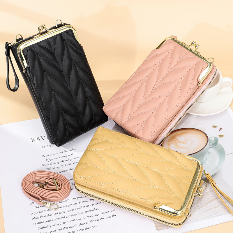 Korean Style Vertical Women's Mobile Phone Bag New Shoulder Crossbody Bag Clutch Bag Multi-function Large Capacity Wallet
