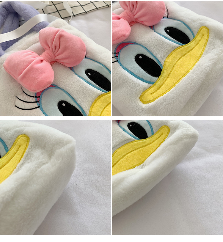 Japanese-style large-capacity Daisy Donald Duck handbag, cute pink bow plush bag, cartoon fashion small bag undefined
