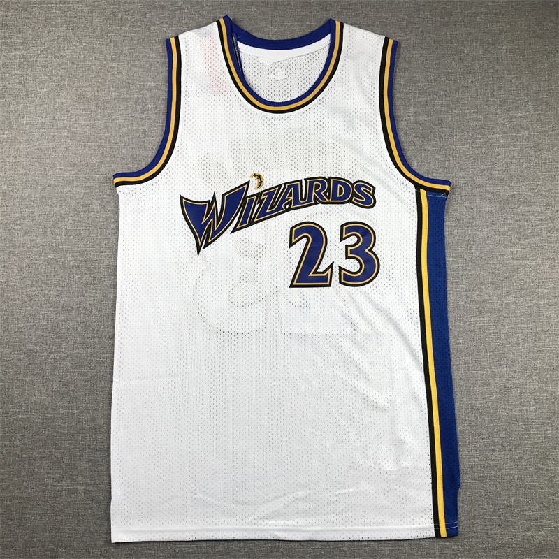 Embroidered Wizards No. 23 Jordan Retro American Mesh Jersey Wizards Jersey Basketball Uniform Mens