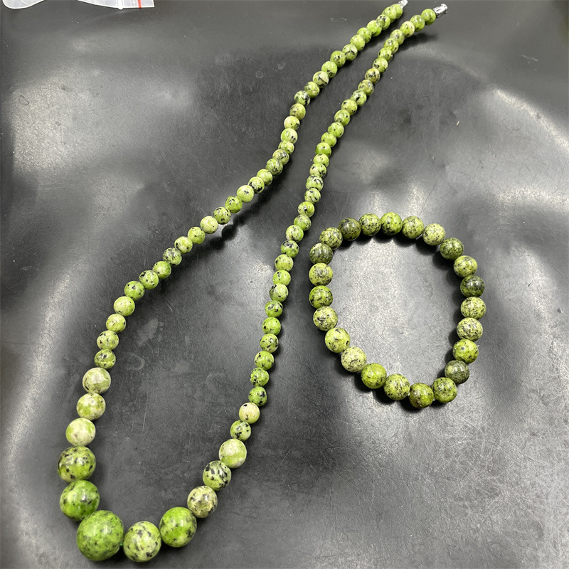 平价玉器 绿色药王石圆珠项链 塔链 锁骨链 圆珠手串