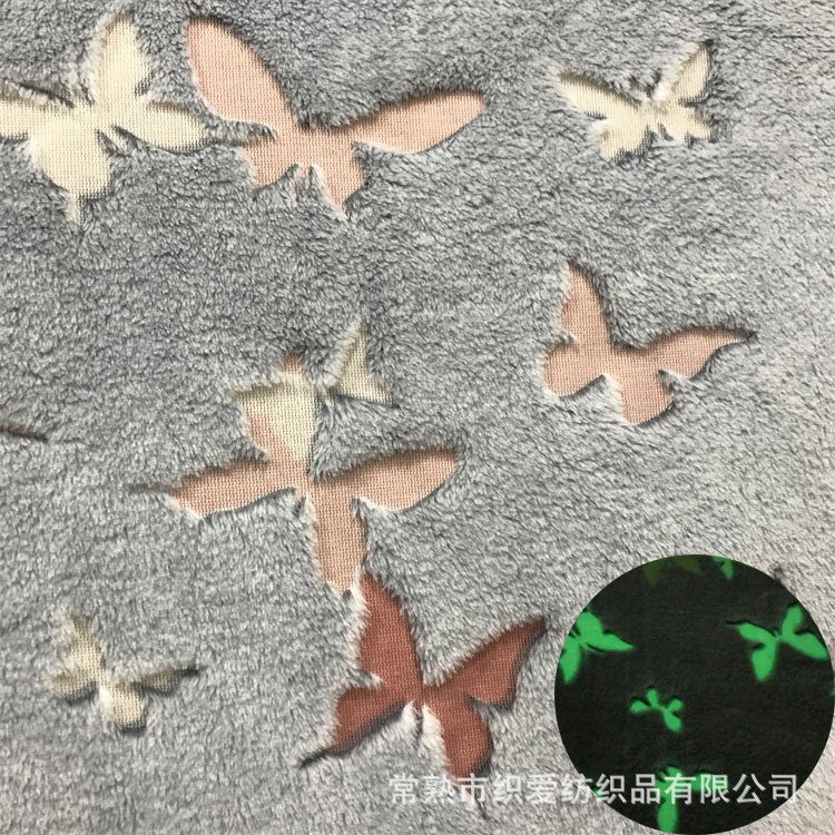 厂家供销 夜光胶印法兰绒面料 单面法兰绒荧光绒 夜光毛毯面料
