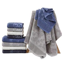 跨境纯棉提花镂空图案浴巾外贸全棉大小浴巾套装 50*90/70*140