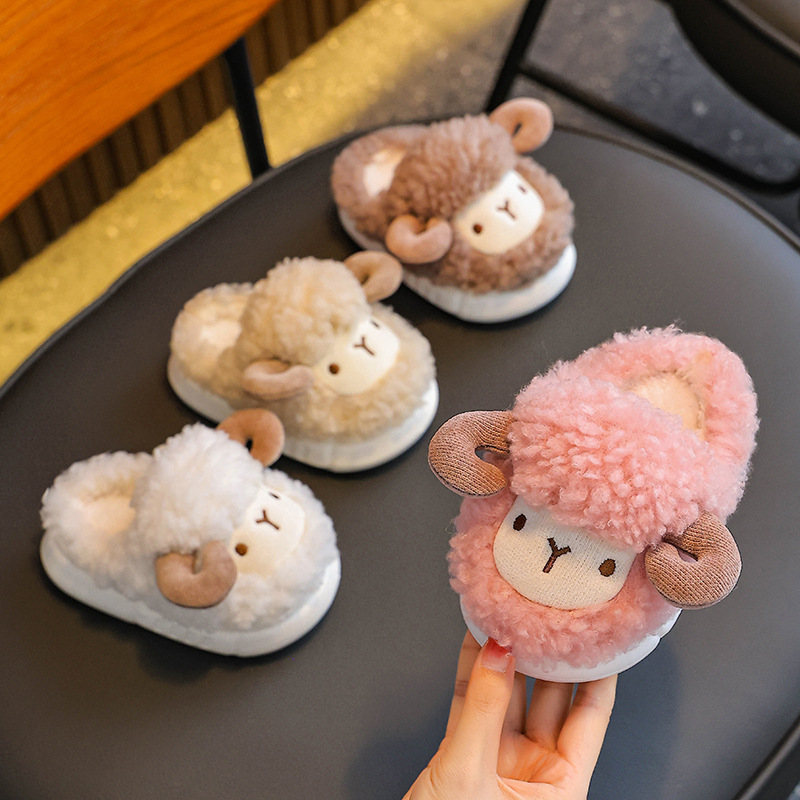 Otoño y invierno zapatillas de algodón para niños, niños y niñas, zapatillas de algodón para niños pequeños y medianos, zapatillas de algodón para niños pequeños y medianos