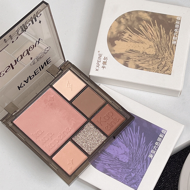 Viajar sin color ~ Paleta de sombra de ojos degradada de seis colores gris rosa marrón salvaje estudiante de reparación de alto brillo unidad NU multiusos integrada