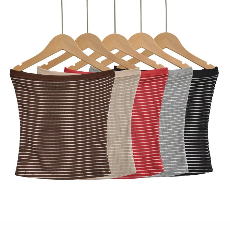 Hot Girl Slim-Fit Sleeveless Base Shirt, Autumn and Winter Style, Color-Blocked Striped Tube Top, Elastic, Slimming, Sexy Backless Top Hot Girl Slim-Fit Sleeveless Base Shirt, Autumn and Winter Style, Color-Blocked Striped Tube Top, Elastic, Slimming, Sexy Backless Top