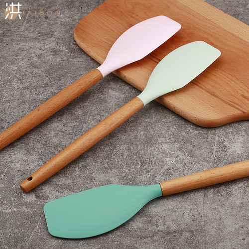 Silicone Handle Scraper, Heat Resistant Cake Spatula, Cream Spreader, Mixer, Baking Tool, Butter Scraper