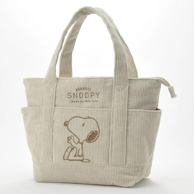 In-Stock Japanese-Style Autumn and Winter Snoopy Cartoon Corduroy Tote Bag Versatile Student Large-Capacity Handbag Fashion