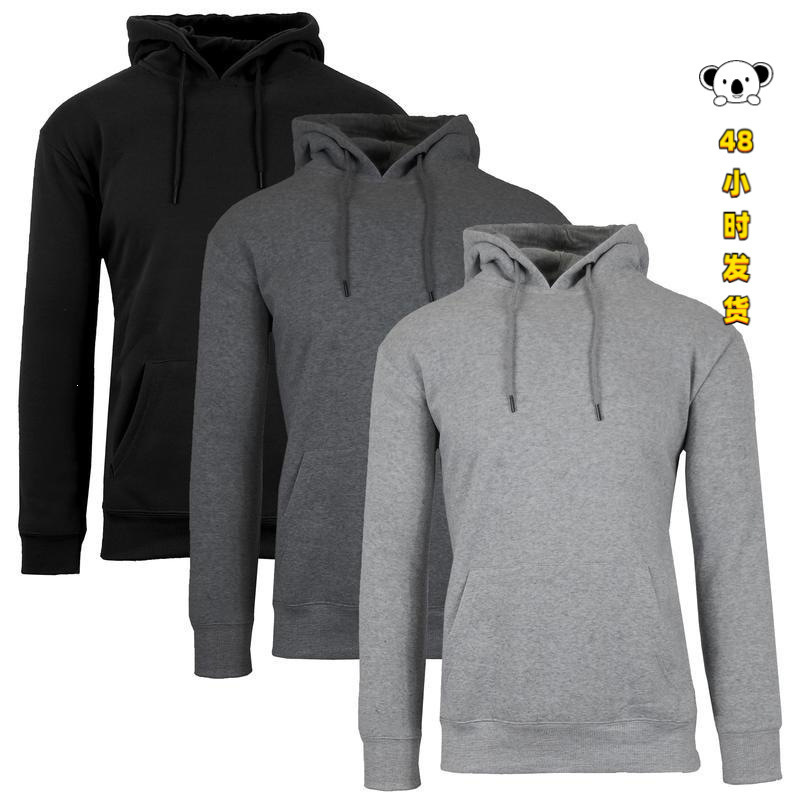 N 23776 Solid Color Hooded Men Sweatshirt