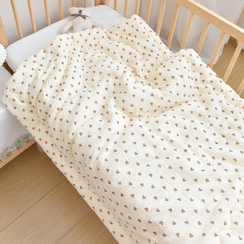 Baby pure cotton crepe printed small quilt newborn four seasons air-conditioned quilt kindergarten baby nap cover