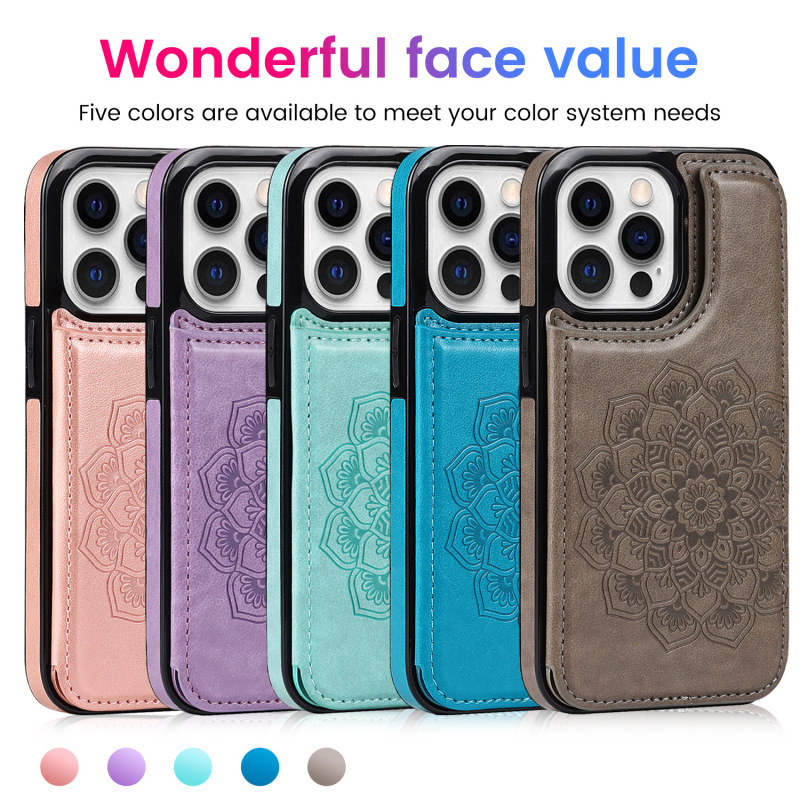 Suitable for Iphone17 S26 Popular Mandala Flower Style Leather Card-Inserting Protective Case with Stand and Double Buckle Back Cover Suitable for Iphone17 S26 Popular Mandala Flower Style Leather Card-Inserting Protective Case with Stand and Double Buckle Back Cover