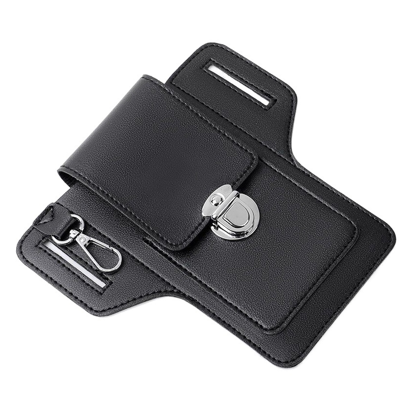 No Logo Mobile Phone Bag Belt Waist Bag Men's Universal Leather Case Hanging Waist Mobile Phone Leather Case Factory Direct Sale