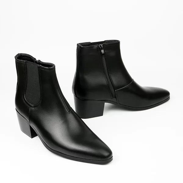 New Autumn and Winter Chelsea Boots for Men, Fashionable High-Heeled Short Boots, Small Square Toe High-Heeled Boots for Men, High-Heeled Boots for Men