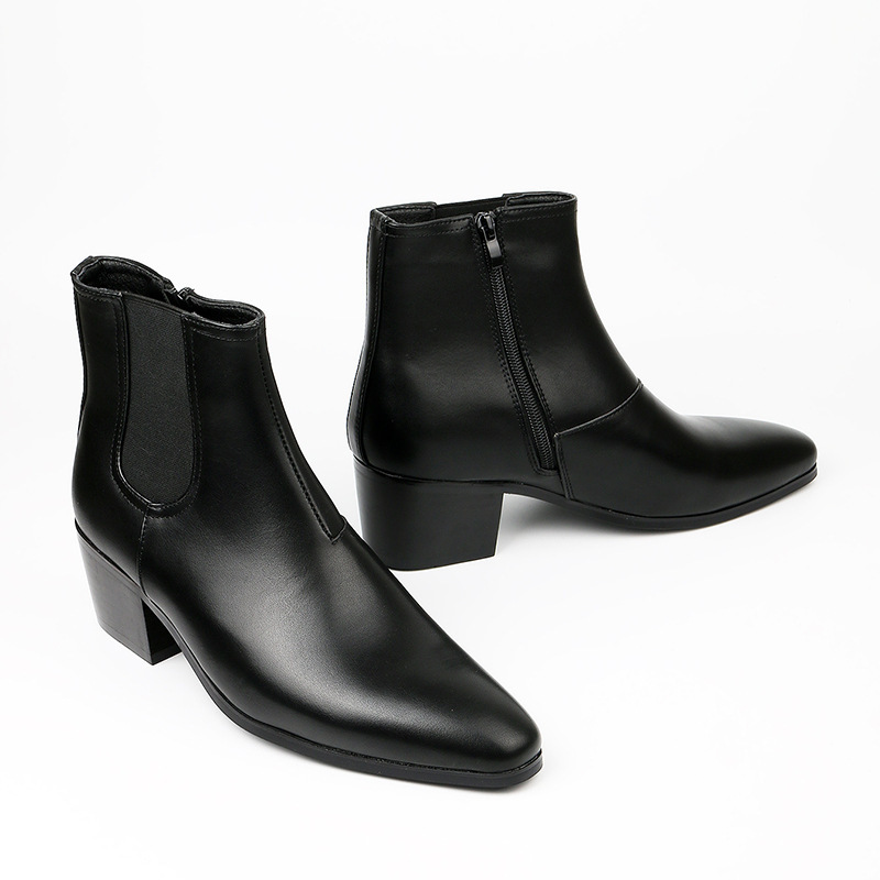 New Autumn and Winter Chelsea Boots for Men, Fashionable High-Heeled Short Boots, Small Square Toe High-Heeled Boots for Men, High-Heeled Boots for Men New Autumn and Winter Chelsea Boots for Men, Fashionable High-Heeled Short Boots, Small Square Toe High-Heeled Boots for Men, High-Heeled Boots for Men