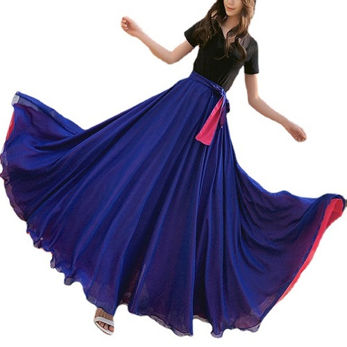 Two sides wear Chiffon Ballroom dancing long skirts for women girls waltz tango foxtrot smooth dancing long gown Uighur xinjiang square dance skirt red dress