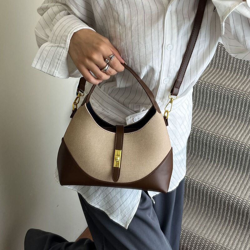 感撞色小众设计包包女2025新款水饺包百搭通勤手提斜挎腋下包|undefined