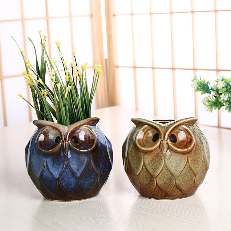 SOURCE Factory wholesale ceramic owl succulent flowerpot succulent flowerpot wholesale flowerpot container