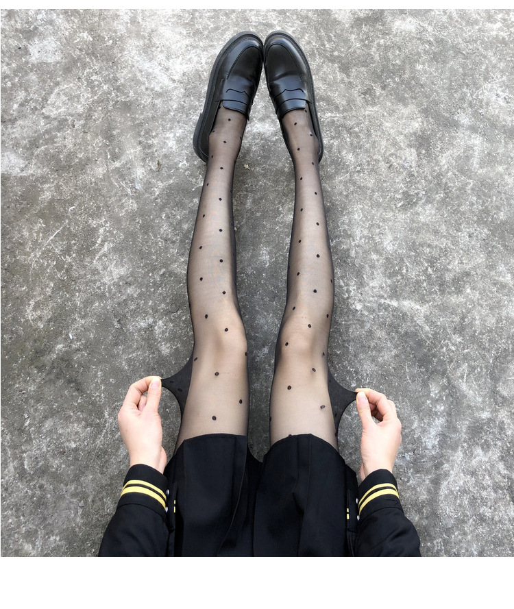 Trendy Polka Dot & Bow Sheer Pantyhose - Sexy Lace Tights With Heart & Dot Patterns, Ultra-Thin 10d Stockings For Women, Multiple Styles_voghion.com