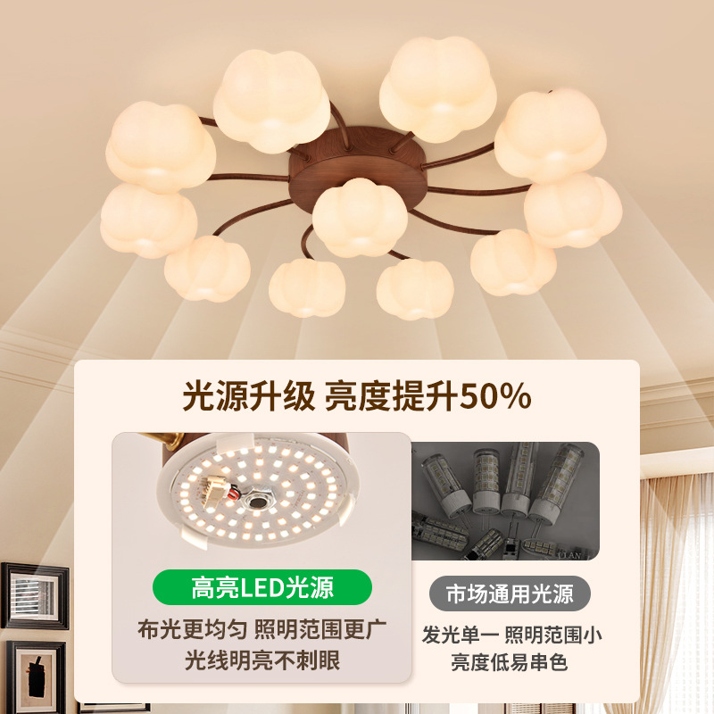 Lámpara de sala de estar nueva lámpara de algodón retro estilo crema lámpara principal de nuez protección ocular lámpara de techo dormitorio lámpara Zhongshan L271
