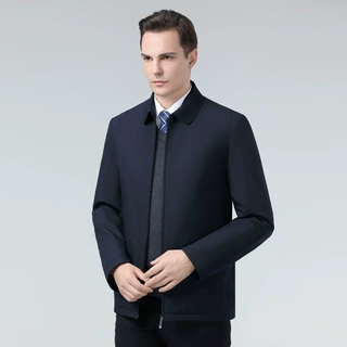 品牌男士羽绒棉服秋冬商务休闲中年爸爸外套免烫保暖蚕丝棉夹克男