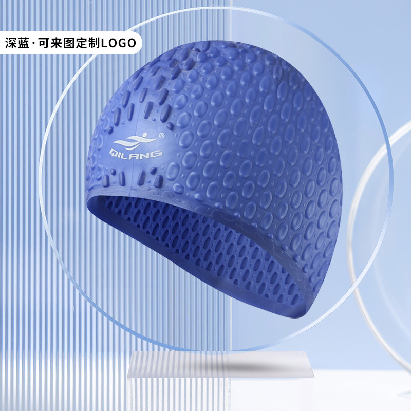 Sombrero de baño de silicona para adultos y hombres, gotas de agua, grano protector de orejas, logotipo personalizado sombrero de baño al por mayor