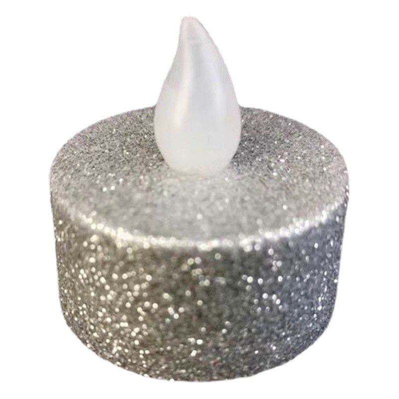 LED vela electrónica polvo de oro polvo de plata polvo pequeño té cera vacaciones de cumpleaños navidad halloween lámpara de vela decorativa