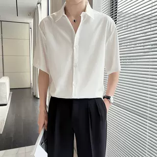 夏季新款衬衫男短袖韩版潮流痞帅ins风穿搭时尚洋气休闲百搭衬衣