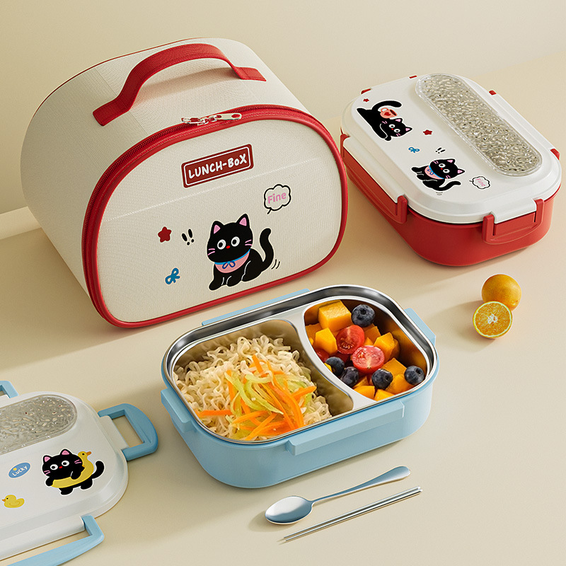 316 Stainless Steel Insulated Lunch Box, Cartoon-Style, High Aesthetic Value, Special Lunch Box for Primary and Secondary School Students, Compartmentalized Lunch Box, Microwaveable