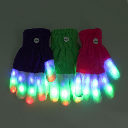LED Halloween Christmas Multicolor Light Gloves, Colorful Flash Knitted White Finger Gloves for Adults and Children in Bulk