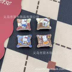 19*21mm咖色印花小兔子抱枕串珠 diy手链手机链包挂车挂饰品配件