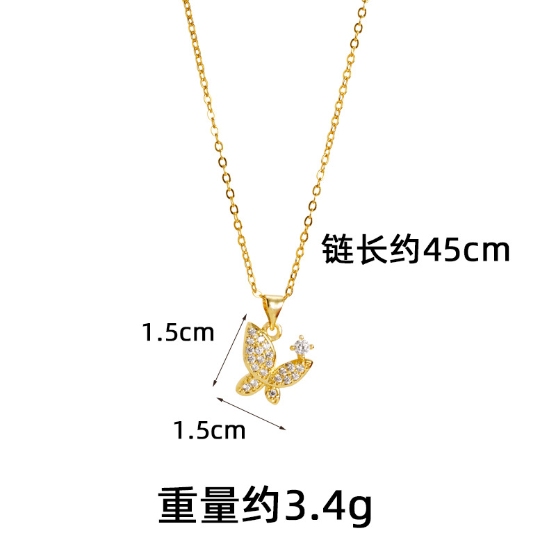 Collar de oro de arena antigua vietnamita, todo fósforo, sentido de alta calidad, incrustaciones de diamantes, pendientes de mariposa, lujo ligero femenino, joyería que no se desvanece durante mucho tiempo