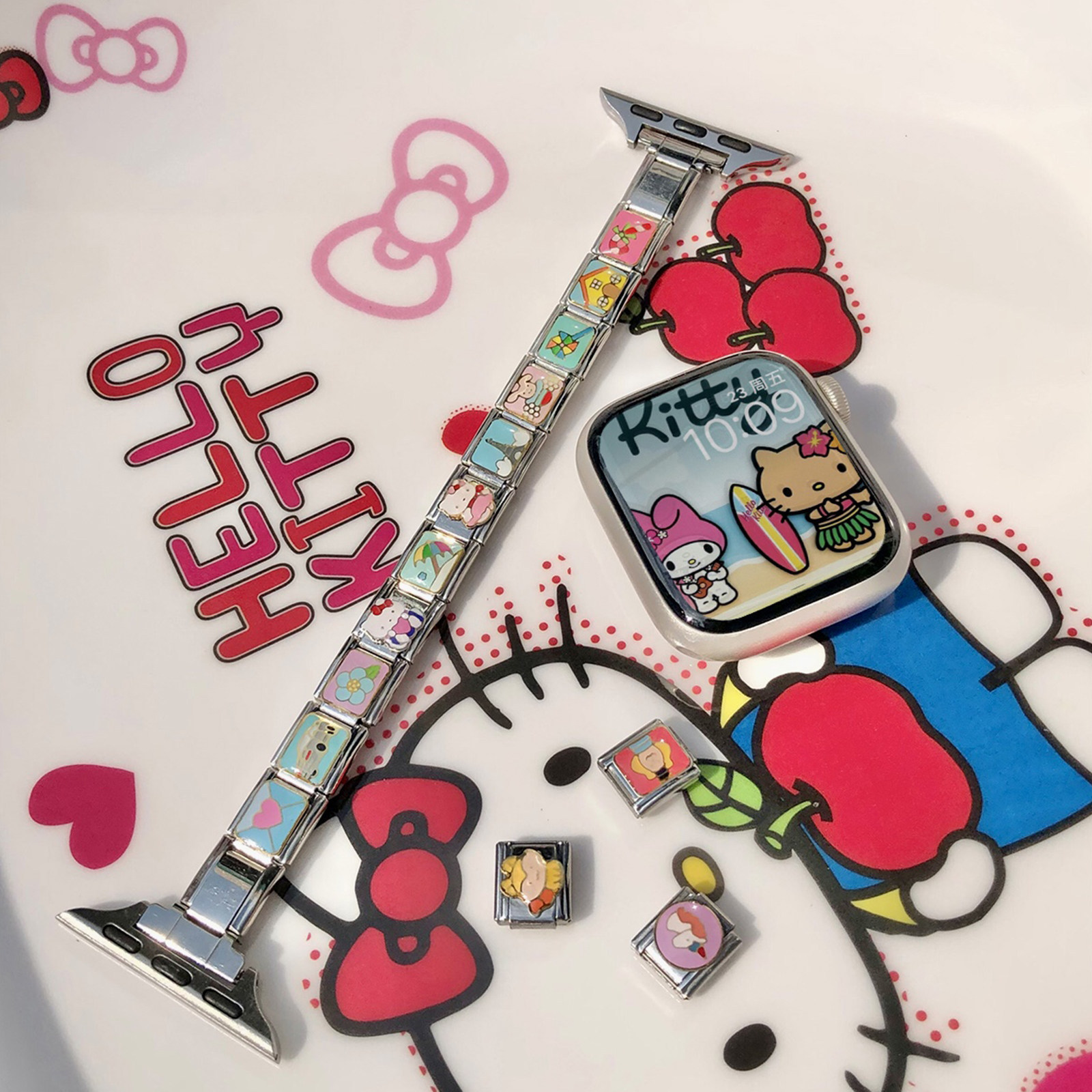 Suitable for Iwatchs11 Watch Straps and DIY Wristbands with Cute Cats for Animal-Themed Vacations, Compatible with S10/9/8/7/6/Se