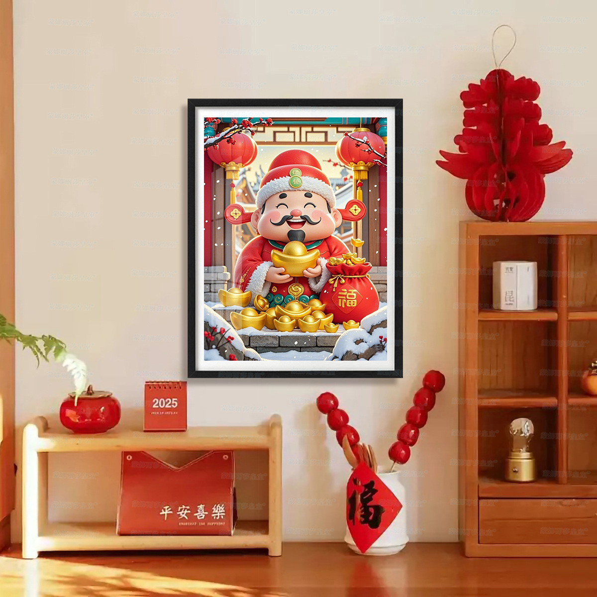 [Algodón importado] Mona Lisa real bordado cruz Dios de la fortuna festivo simple sala de estar decoración de estudio bordado a mano