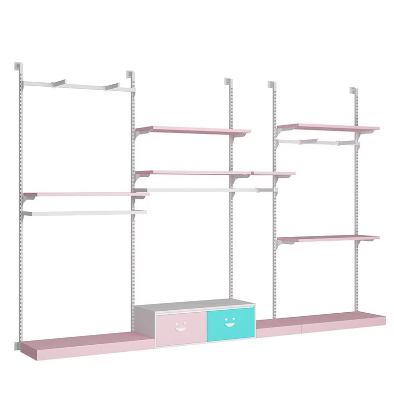 Tienda de ropa estante de exhibición de ropa de niños pared estante de ropa de niños percha de ropa de doble capa madre y bebé estante de plataforma de isla