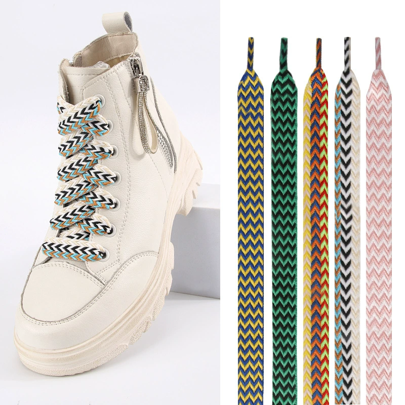 Подходит для мужских и женских хлебных туфель, спортивных кроссовок, модных красочных рисунков стрелок, волнистых плоских шнурков Lanvin шириной 1,5 см.