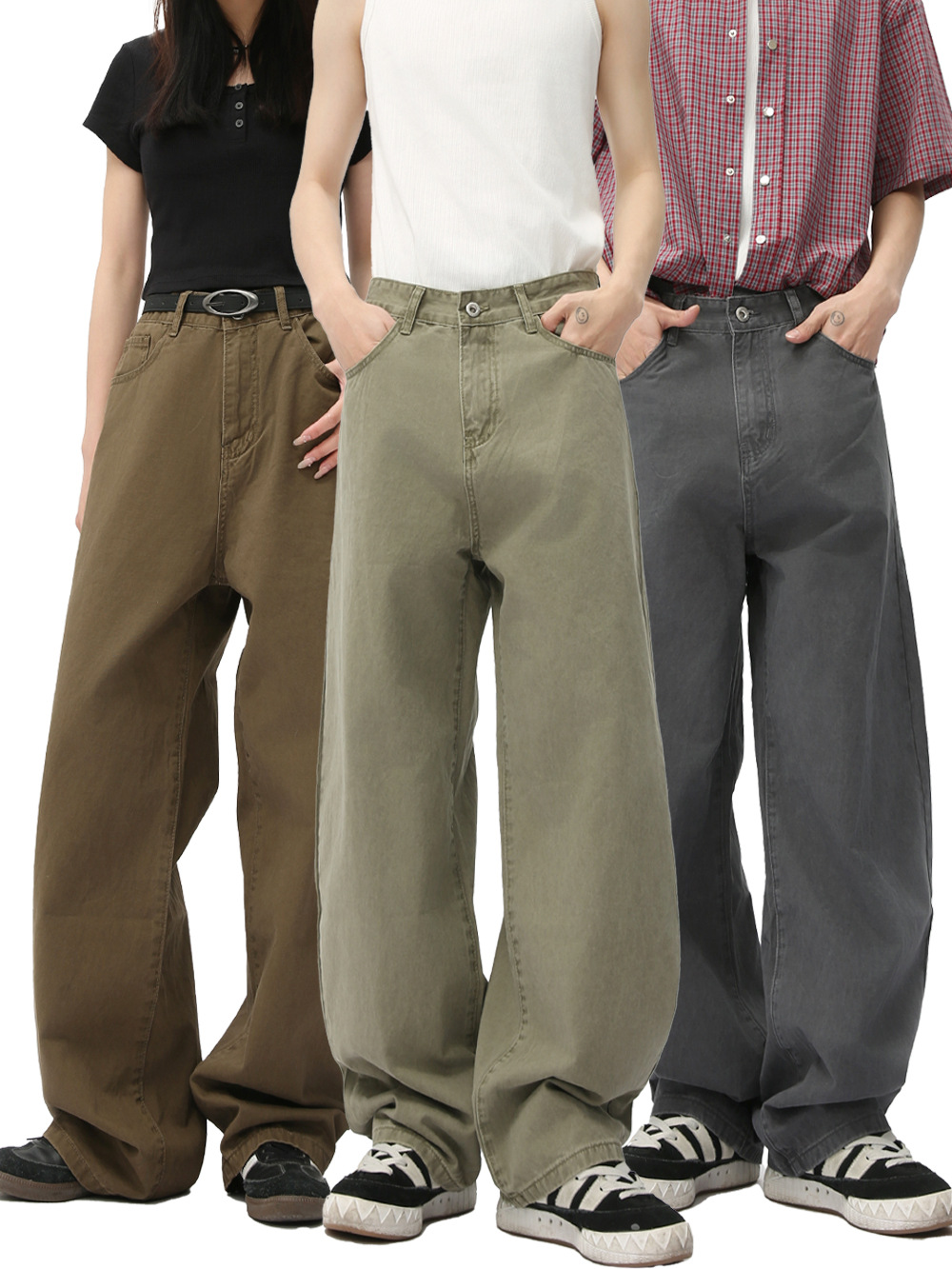 MTLCLOTHES Hombres| Nuevo estilo coreano básico simple de color sólido sensación de caída de plomo de pantalones de macheta relajados casuales