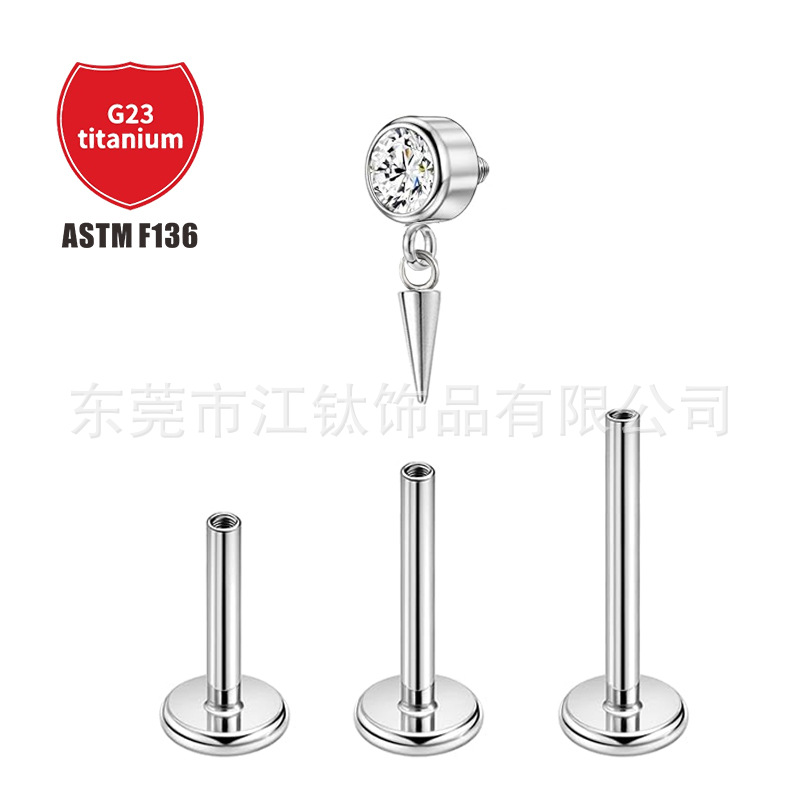 Pointed titanium steel lip stud product view