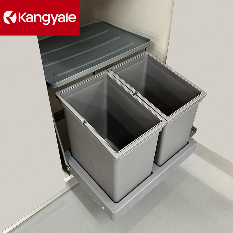 Kitchen Sink Cabinet with Door Cabinet Trash Bin Embedded Cabinet Hidden Kitchen Cabinet Shallow Narrow Garbage Bin Classification with Lid