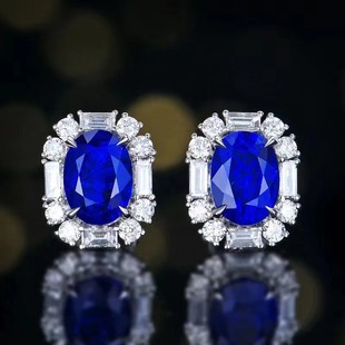 Elegant Classic 3.02 karat 18k Gold Royal Blue Sapphire Earrings AIGS Certificate Fashion Simple Earrings Ear