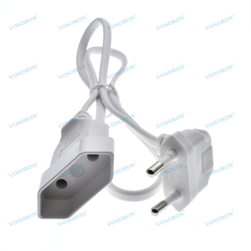 European Standard Two-Plug Elbow Male and Female Extension Ac Power Cord European Standard 2.5A to Two-Hole Female Socket Small Household Appliance Conversion Cable