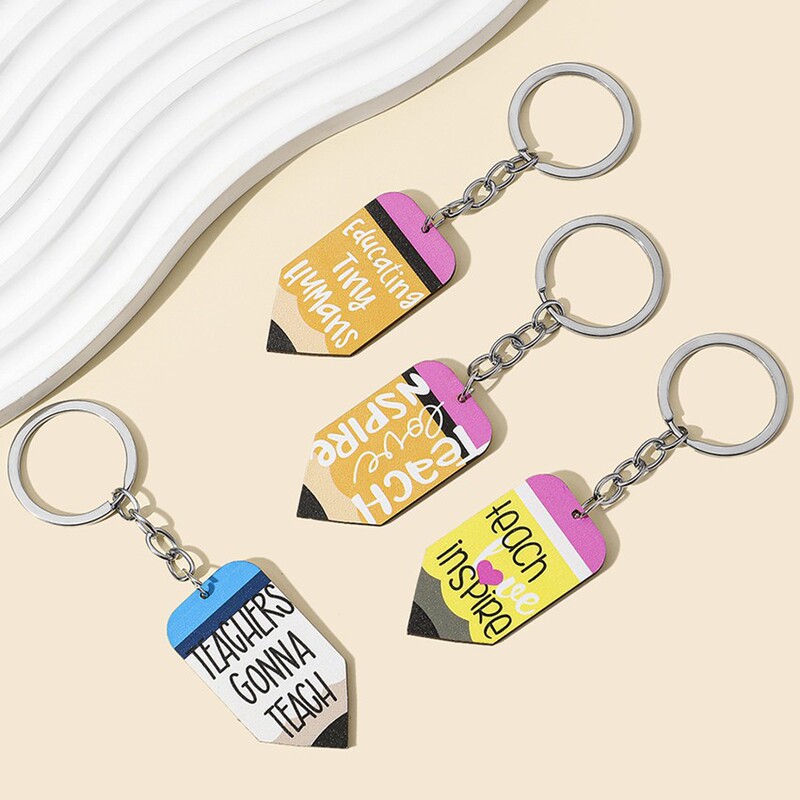 Graduation Season Gift Small Gift Keychain Pencil Shape Pendant English Letter teacher Teacher's Day Key