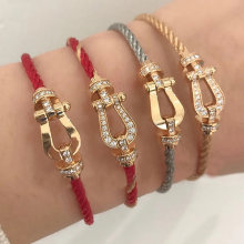 精工马蹄扣高版本镶钻电镀手环男女情侣手绳手镯源头直销韩版手链