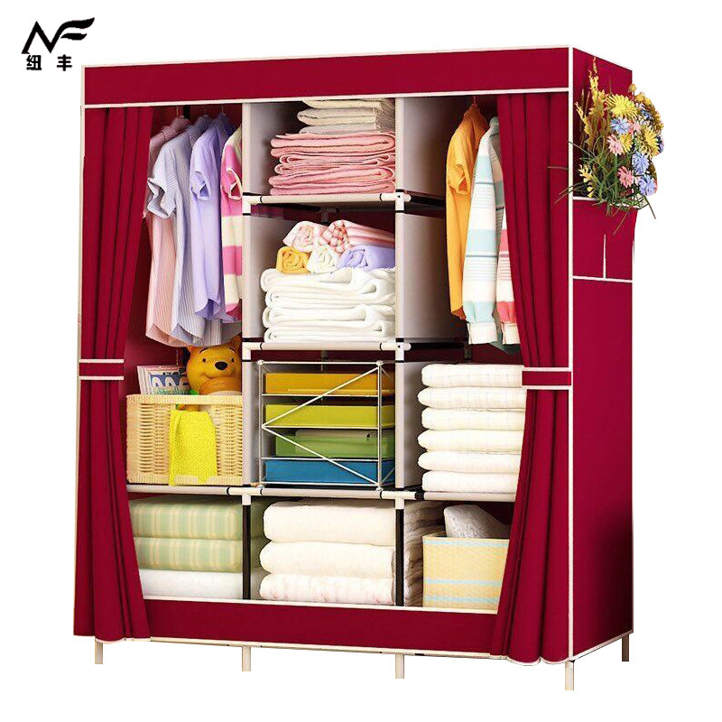 Armario simple no tejido plegable armario de tela gran combinación de metal 130 armario simple montaje armario fábrica