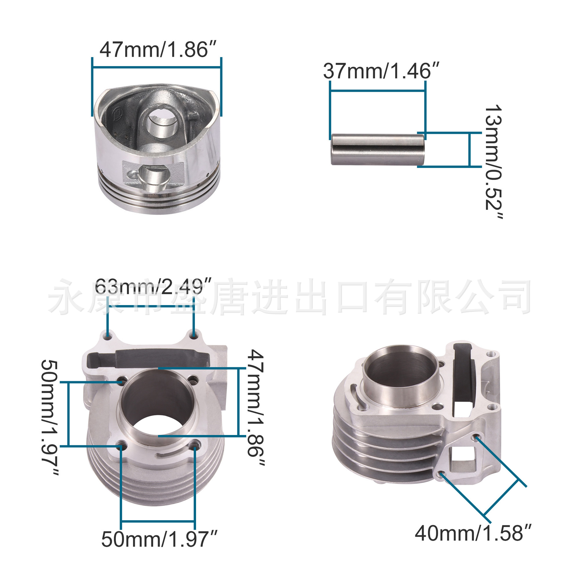 Goofit 47mm Large Diameter Cylinder Kit Cylinder Head Adapts to Gy6 80Cc 139Qmb Atv Kart