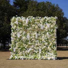 跨境5D布底花墙背景墙婚庆道具影楼拍照玫瑰花墙假网红拍照背景