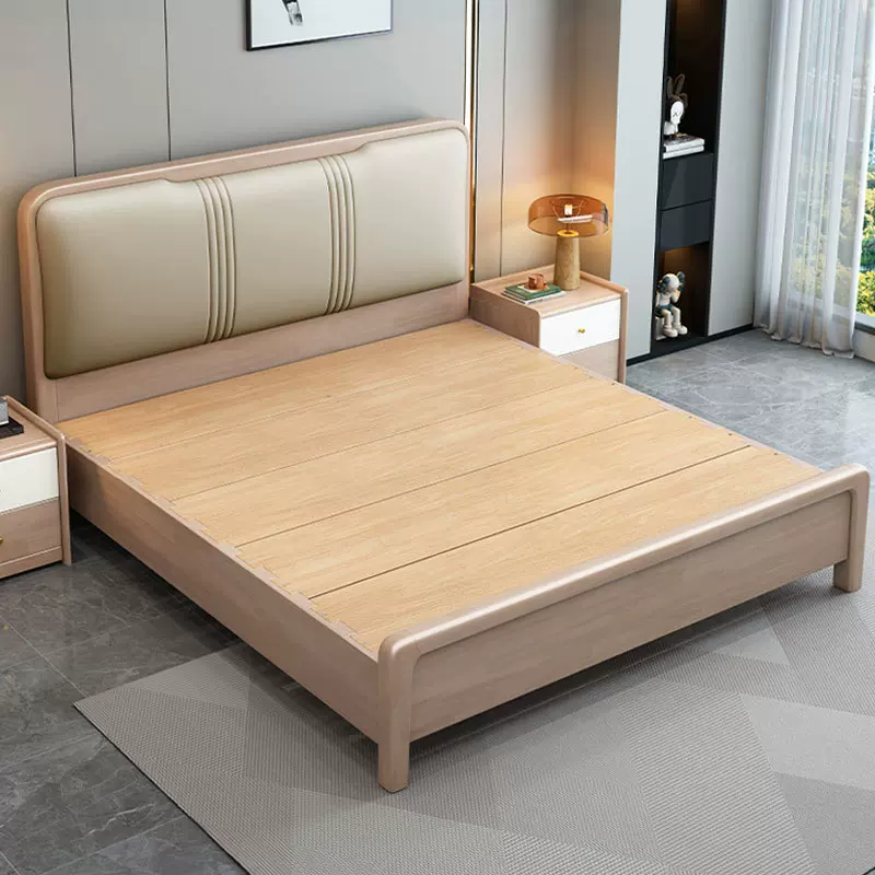 北欧全实木床1.8米主卧大床双人床1.5米轻奢现代简约储物婚床软包