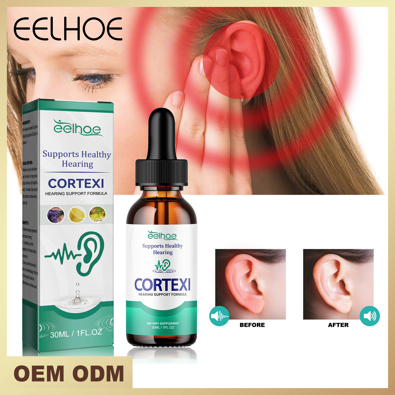 Cross-Border Hot-Selling Product Eelhoe Tinnitus Ear Drops for Cleaning and Relieving Earwax Blockage in the Outer Ear Canal, Ear Care